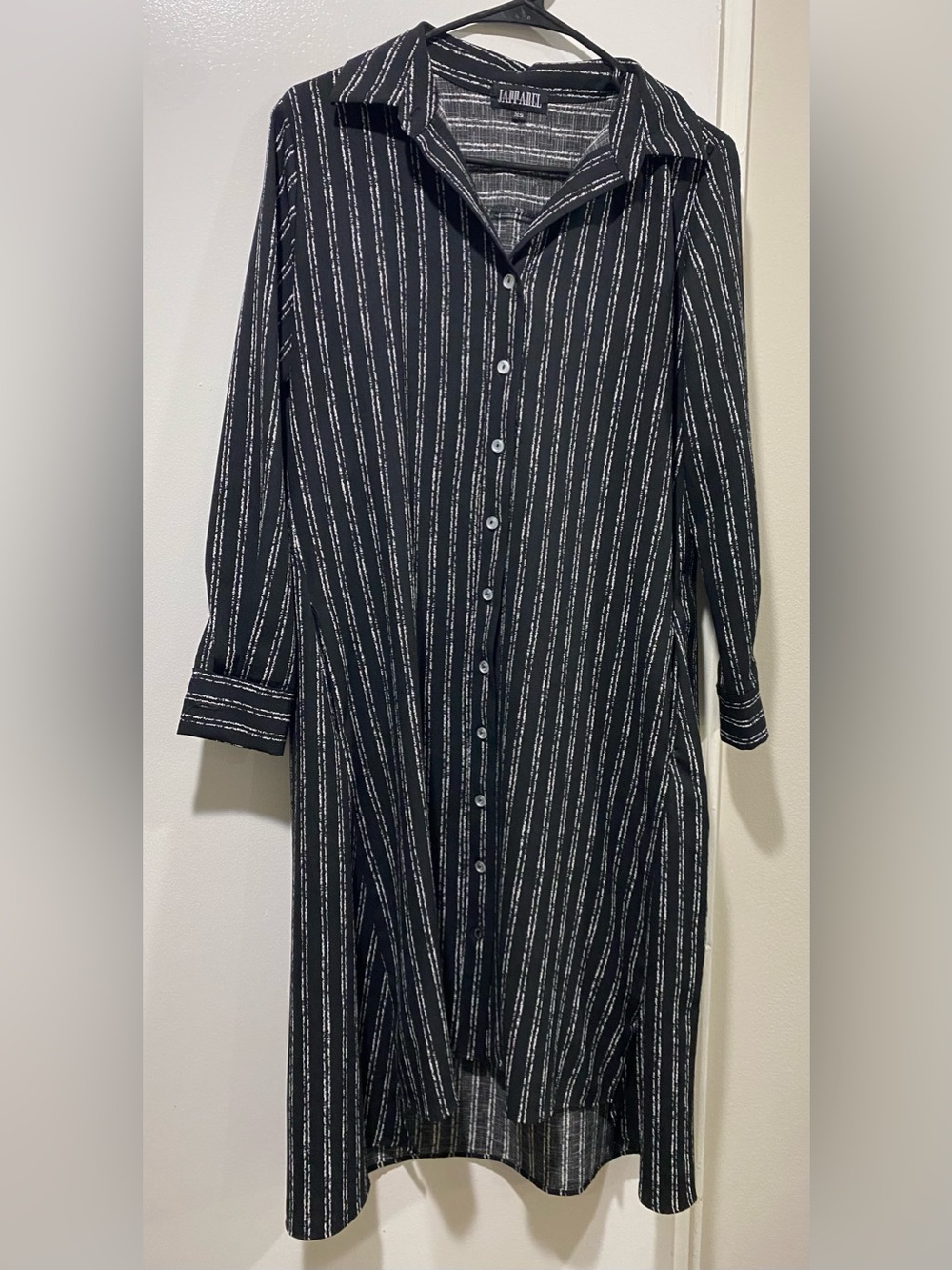 Longline Black Stripe Button-Down Shirt Dress